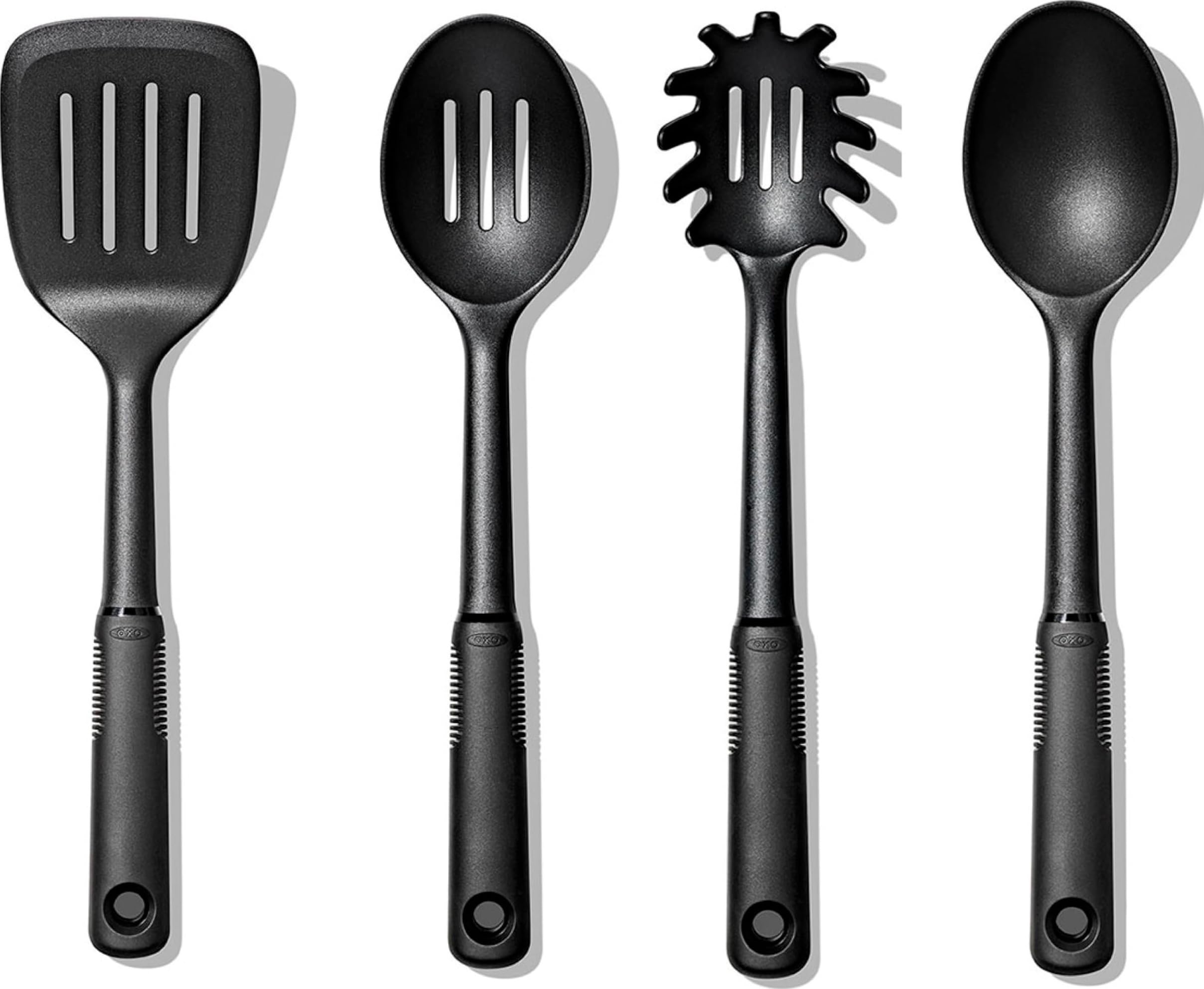 OXO Good Grips set front view showing all four utensils and organized layout benefit