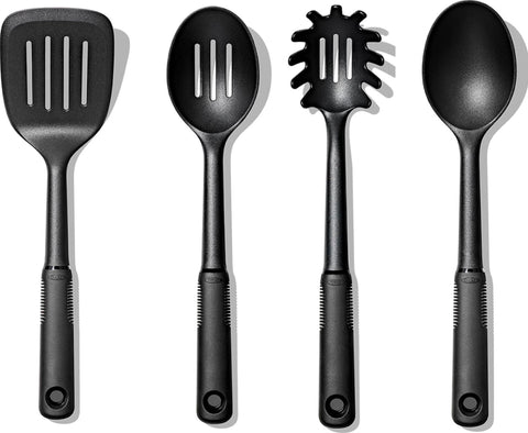 OXO Good Grips set front view showing all four utensils and organized layout benefit
