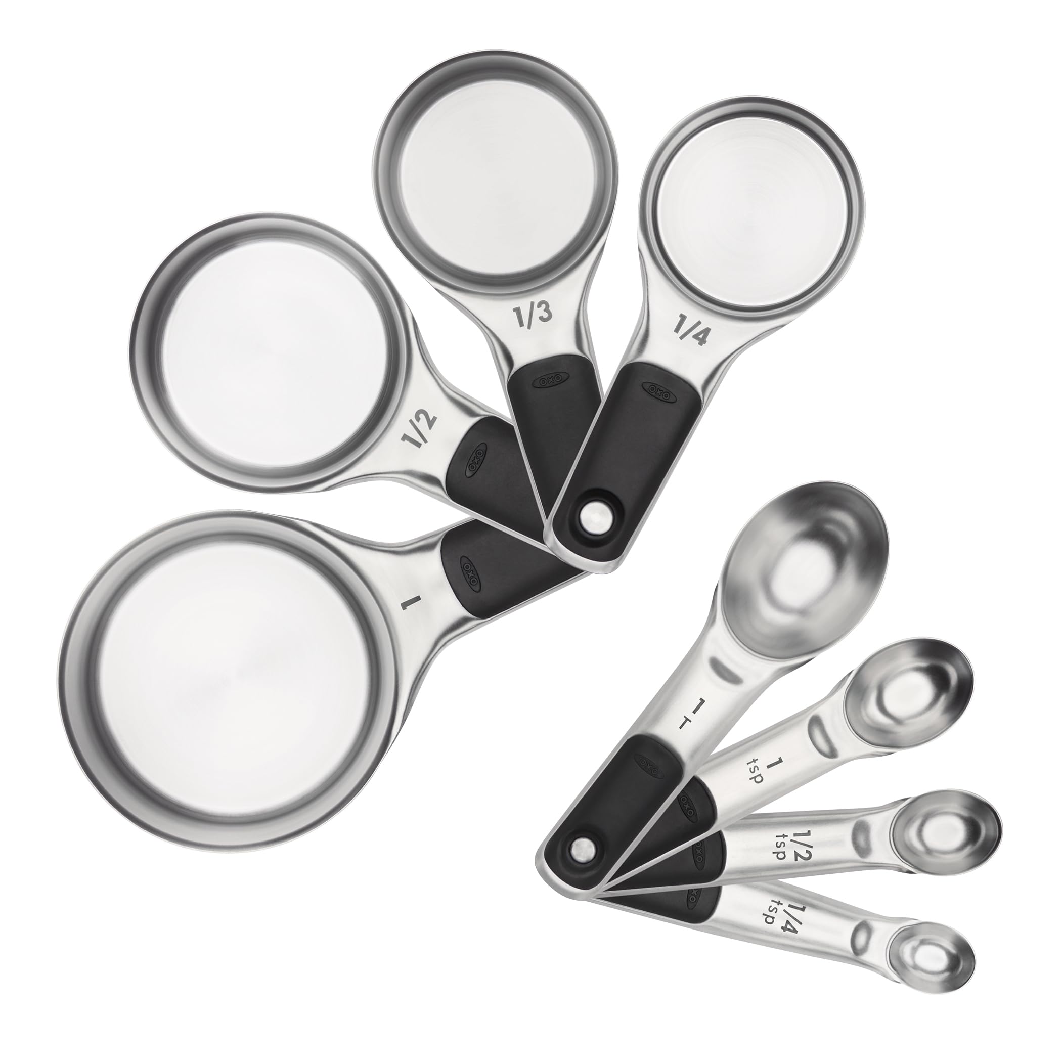 OXO Good Grips front view showing full eight-piece set for organized measuring