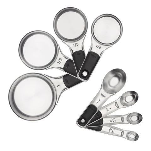 OXO Good Grips front view showing full eight-piece set for organized measuring