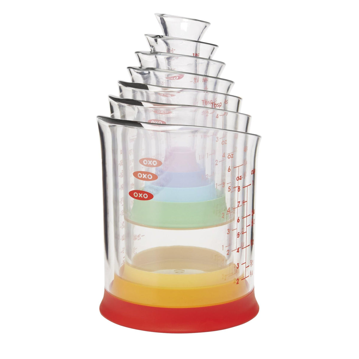 OXO Good Grips front packaging showing seven beakers, quick identification benefit