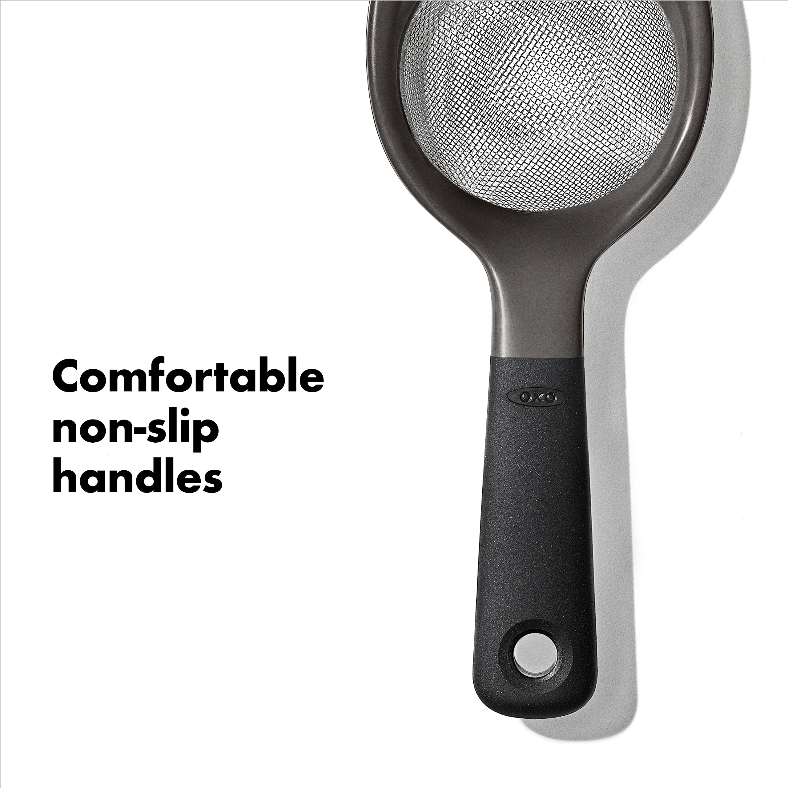 OXO Good Grips draining pasta from a large pot quickly and securely