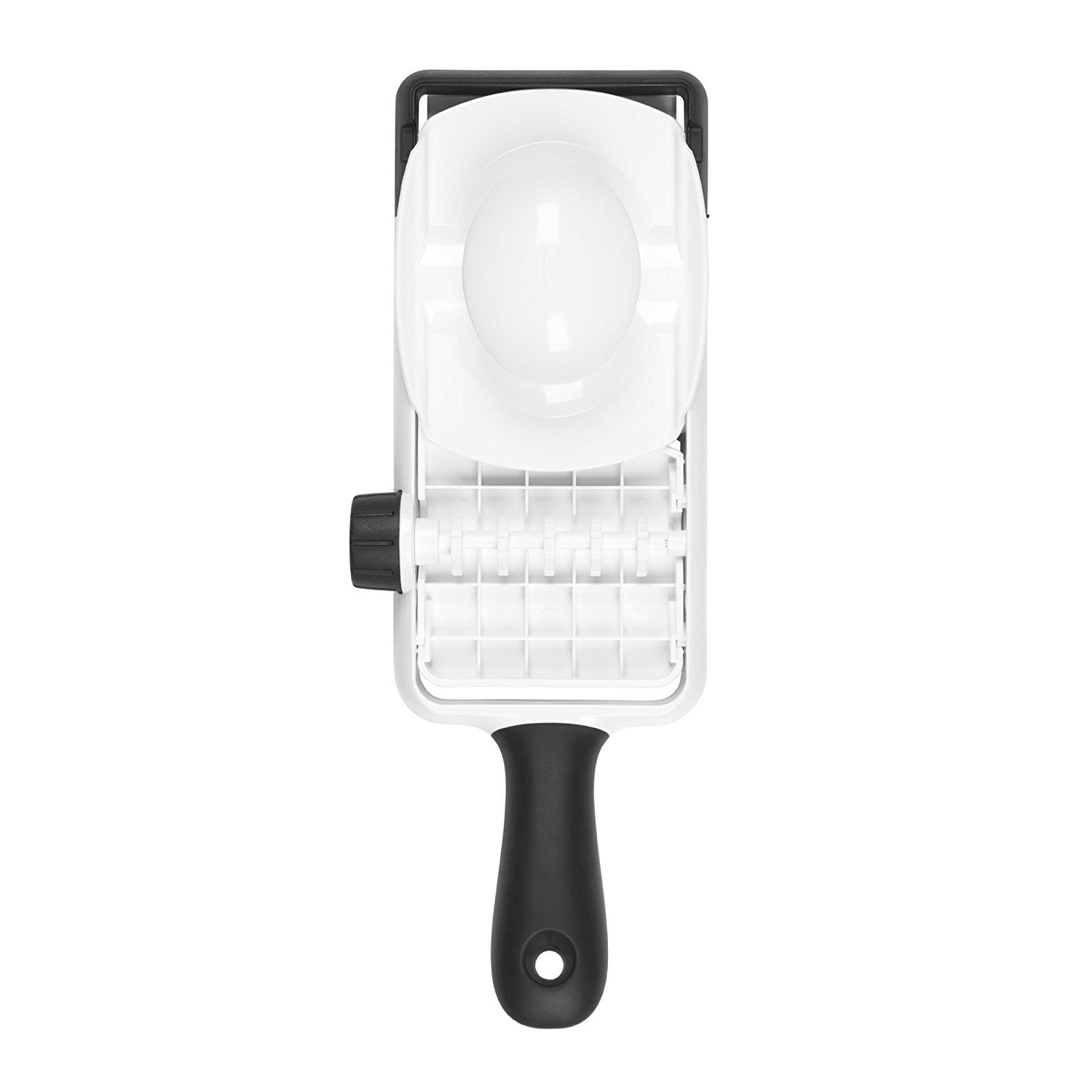OXO mandoline clear window visibility showing slice progress and control