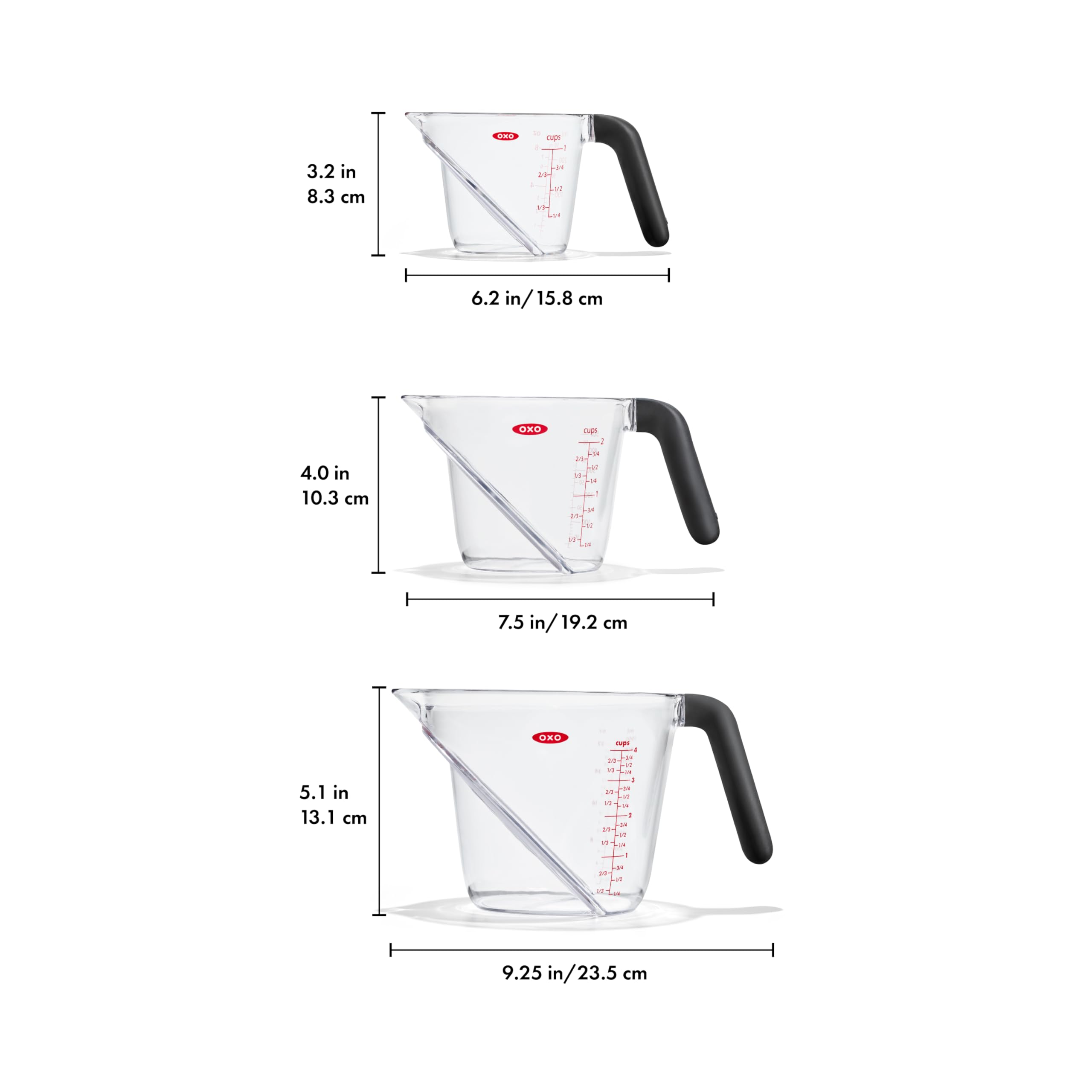 OXO cups styled on kitchen counter demonstrating durability and everyday use