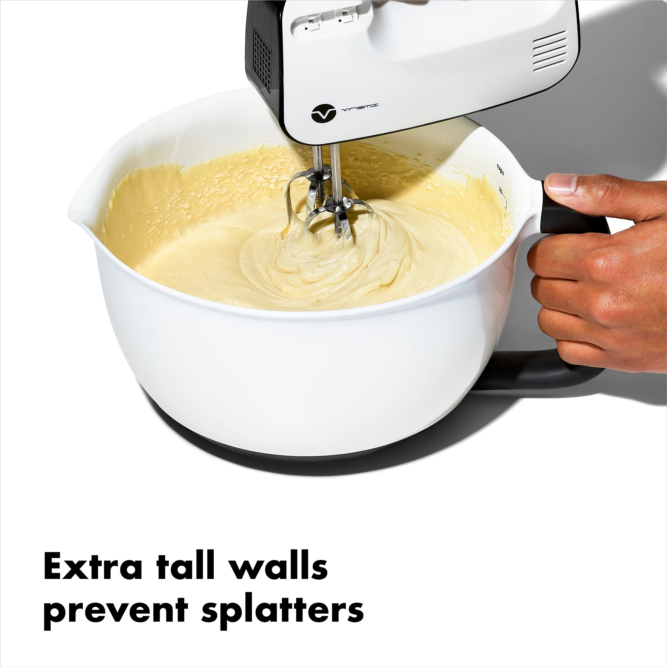 OXO non-slip base detail keeping bowl stable for hands-free mixing