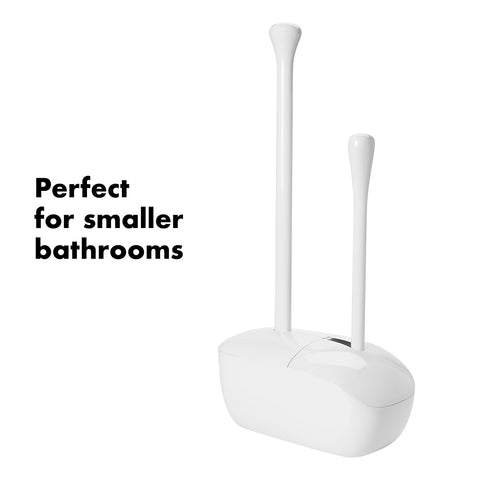 OXO Good Grips plunger head detail highlighting universal fit for all toilets