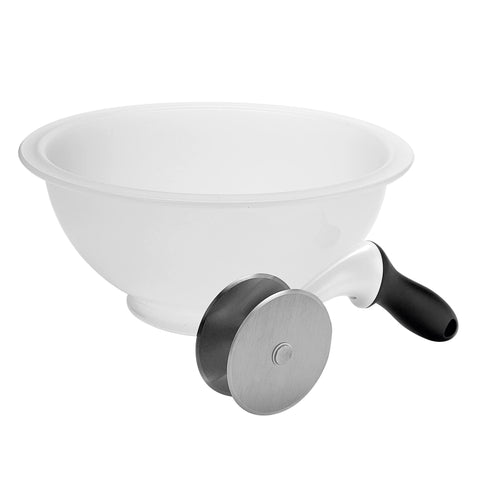 OXO Good Grips chopper front view showing bowl and chopper for easy storage