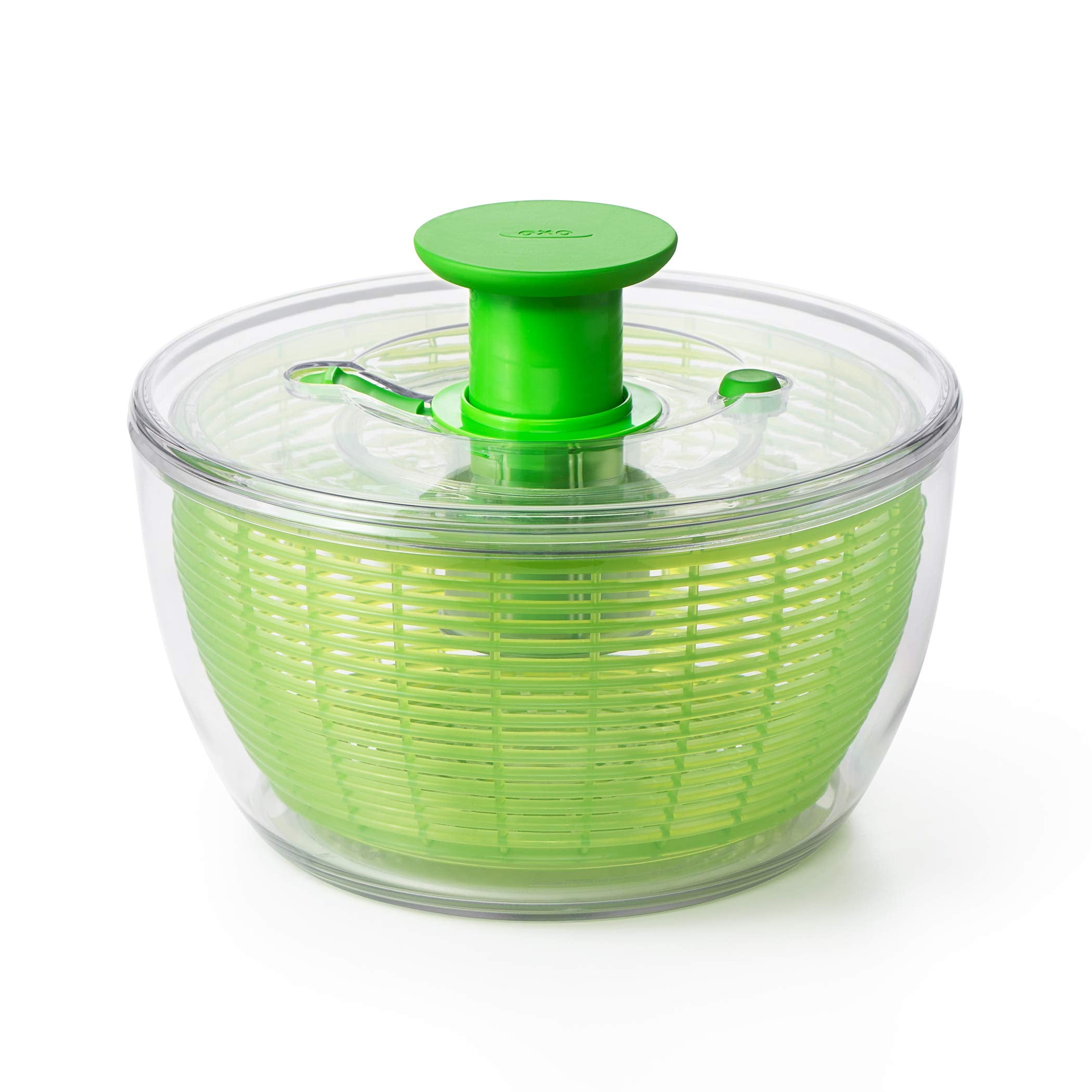 OXO Good Grips front view showing green clear bowl and pump for fast prep