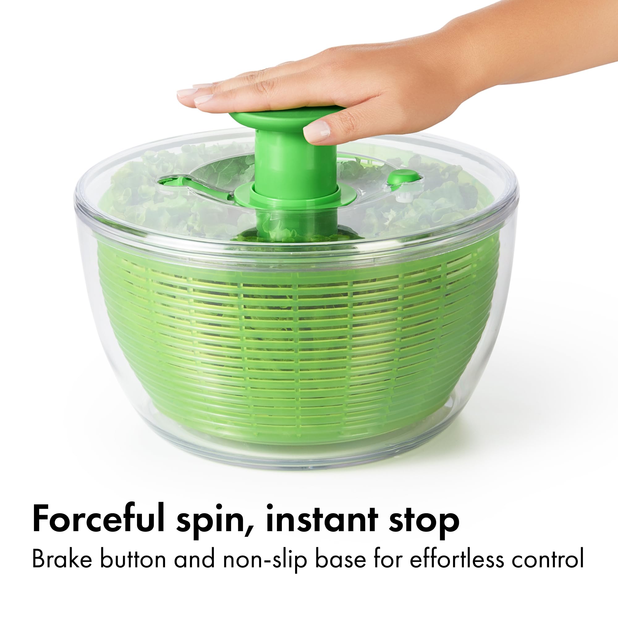 OXO Good Grips nonslip base keeping spinner steady on countertop