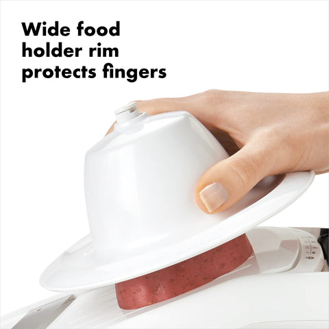 OXO Good Grips mandoline folded for compact storage and safe blade coverage