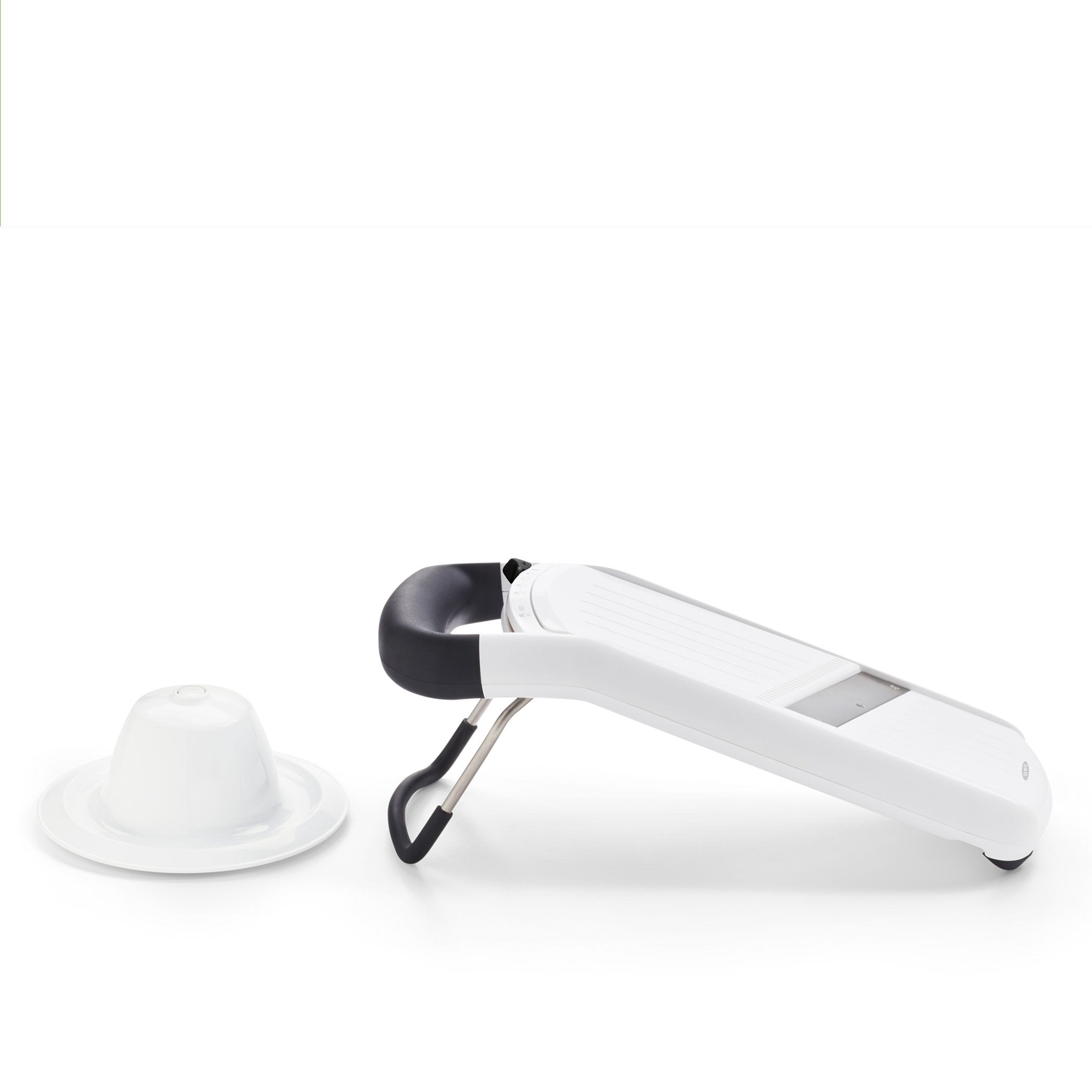 OXO Good Grips packaging and label highlighting features and easy adjustments