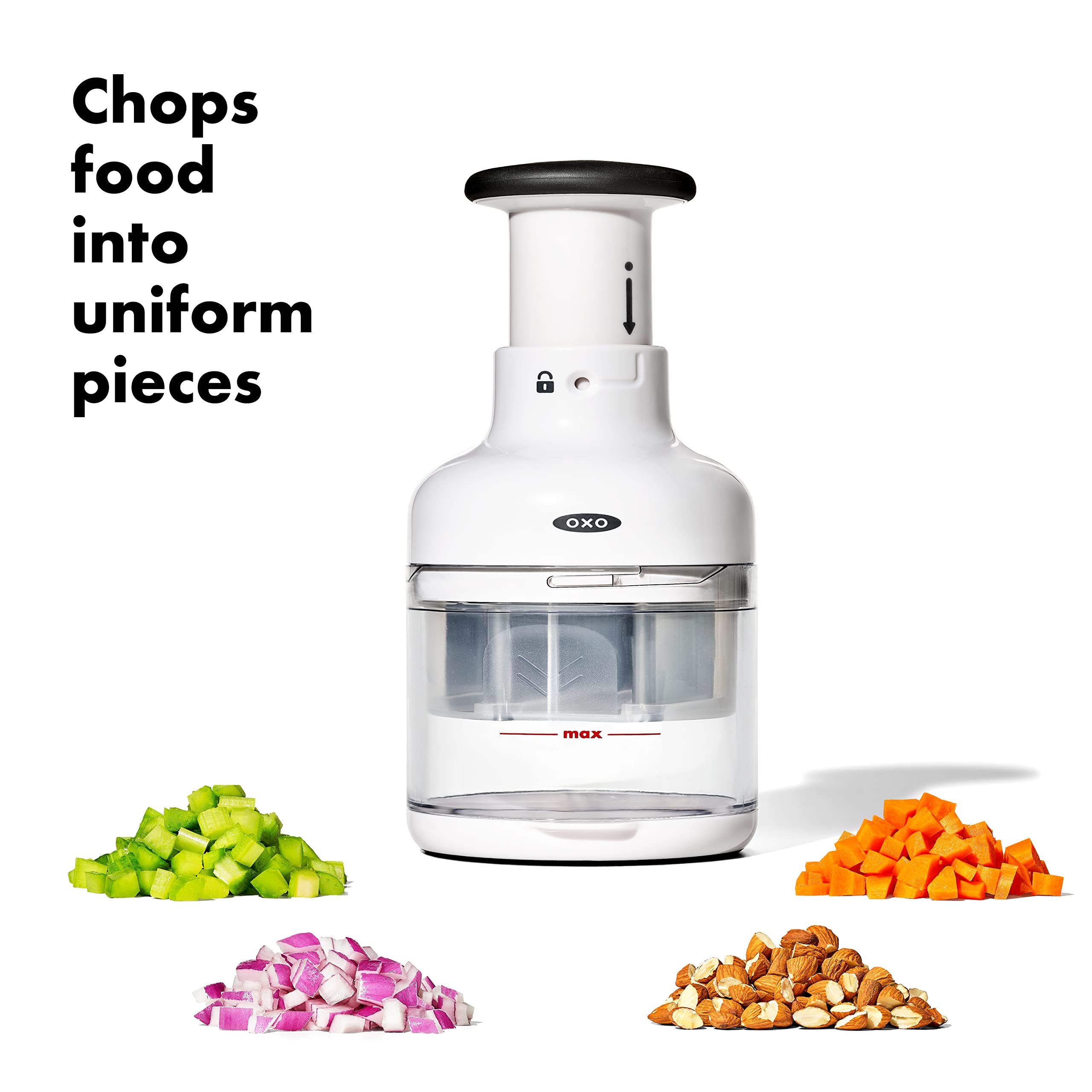 OXO Good Grips close-up of rotating stainless-steel blade for consistent cuts