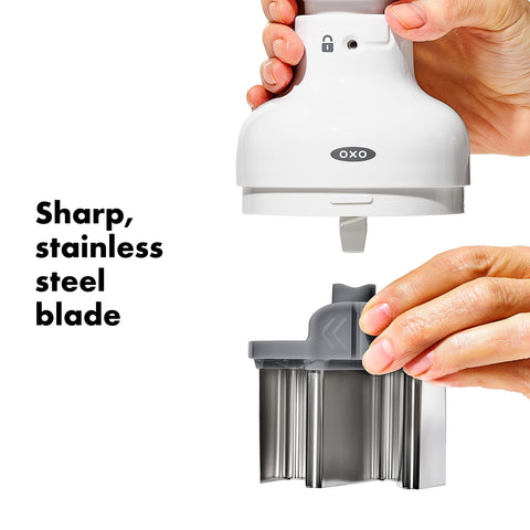 OXO Good Grips chopper in use chopping vegetables to save prep time