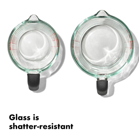 OXO closeup of silicone non-slip handle offering secure grip and comfortable control