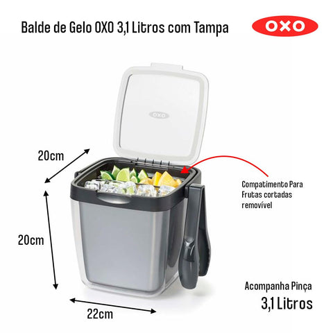 OXO nylon tongs scooping ice, hangable design for convenient sanitary access