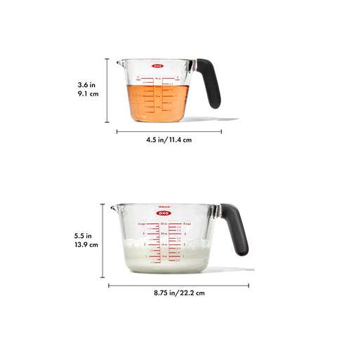 OXO measuring cup in kitchen use measuring stock for soup demonstrating practical utility