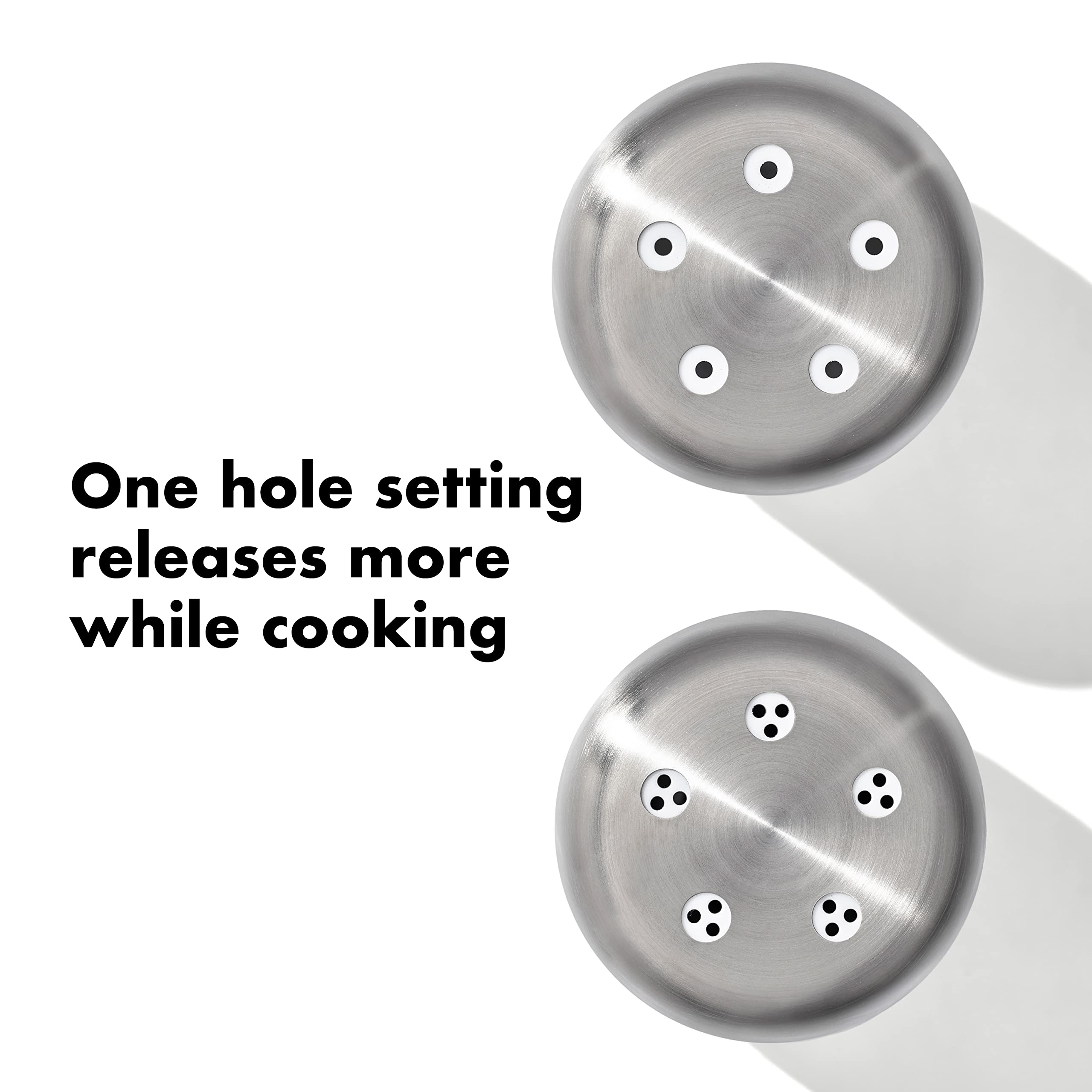 OXO label and removable cap detail demonstrating easy refill and cleaning advantage