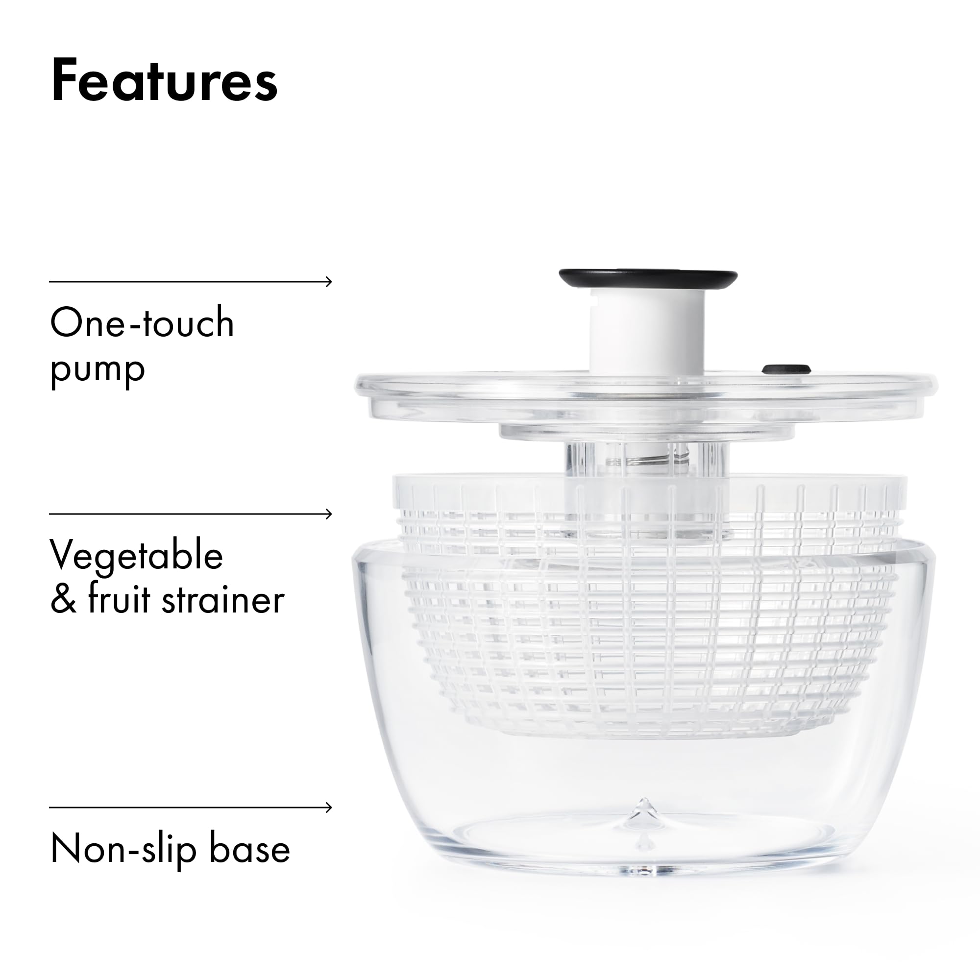 OXO lid taken apart showing removable parts that simplify cleaning