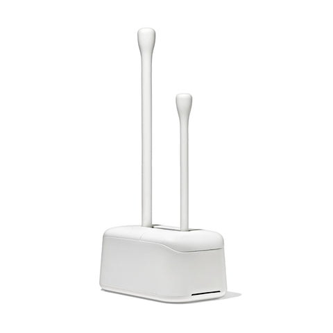 OXO in a bathroom lifestyle scene demonstrating discreet, stylish storage