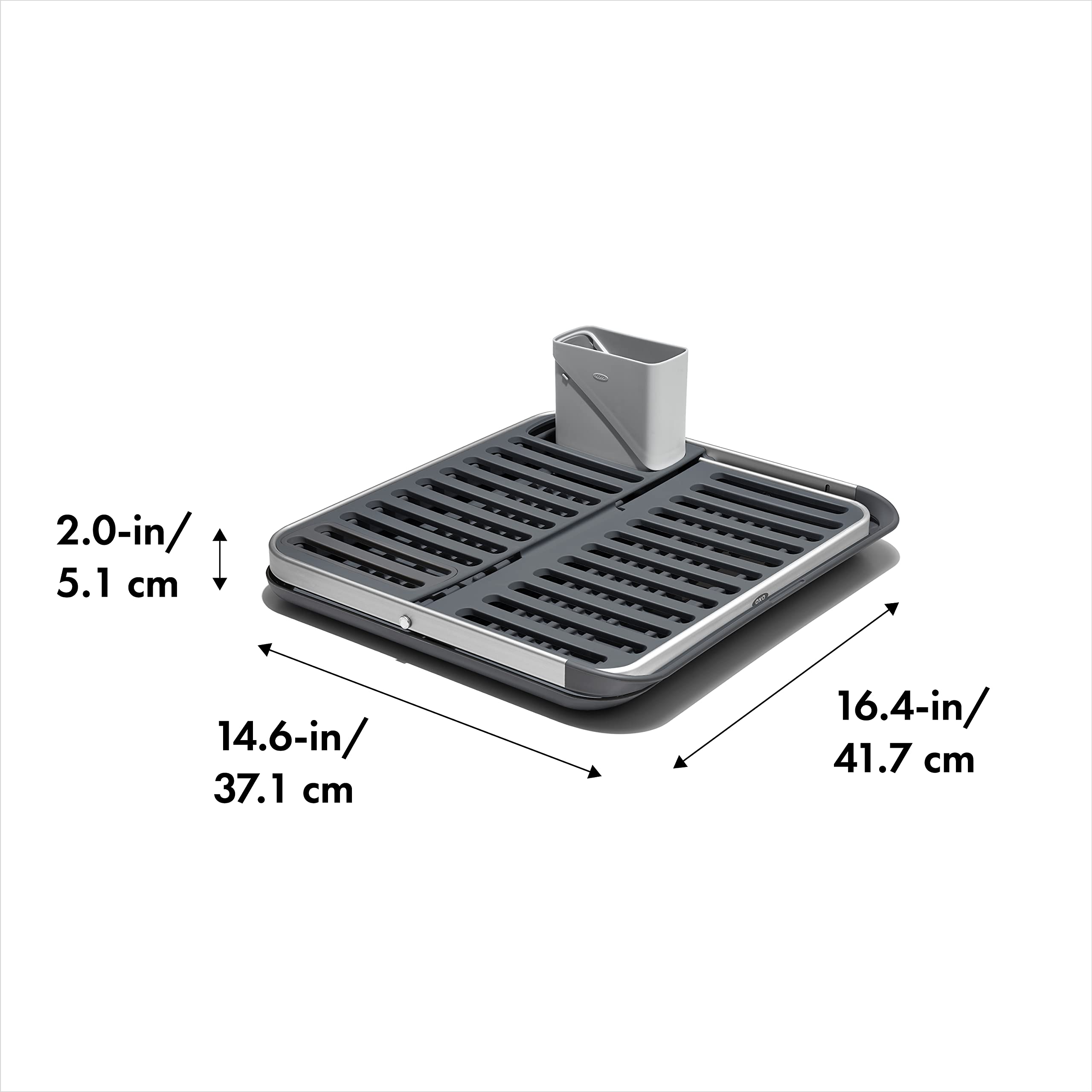 OXO lower tier holding plates and bowls to maximize drying capacity