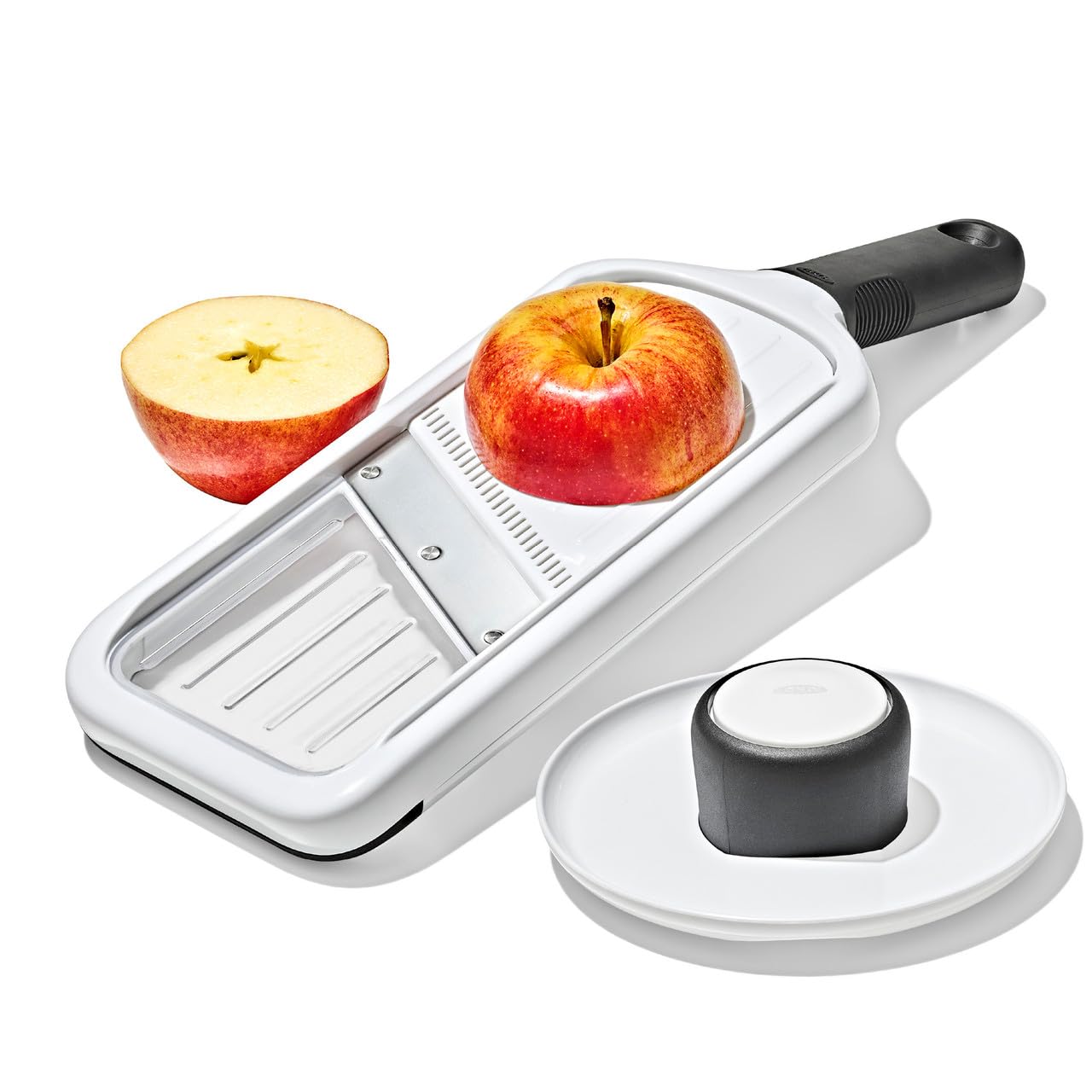 OXO non-slip handle and base displayed for comfortable control and safety