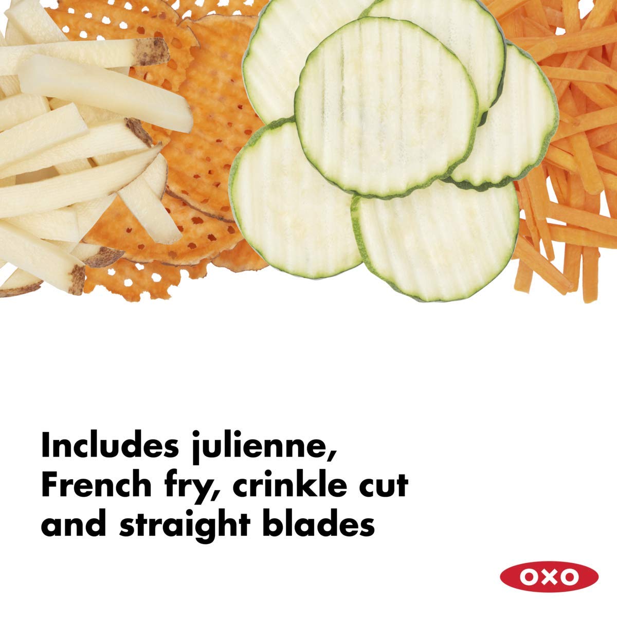OXO top indicator window showing thickness setting for fast adjustment