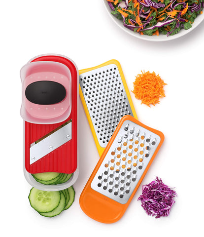 OXO Good Grips measuring container scale collecting grated food for easy portioning