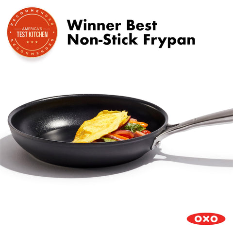 OXO close-up of diamond-reinforced ceramic nonstick surface for effortless food release
