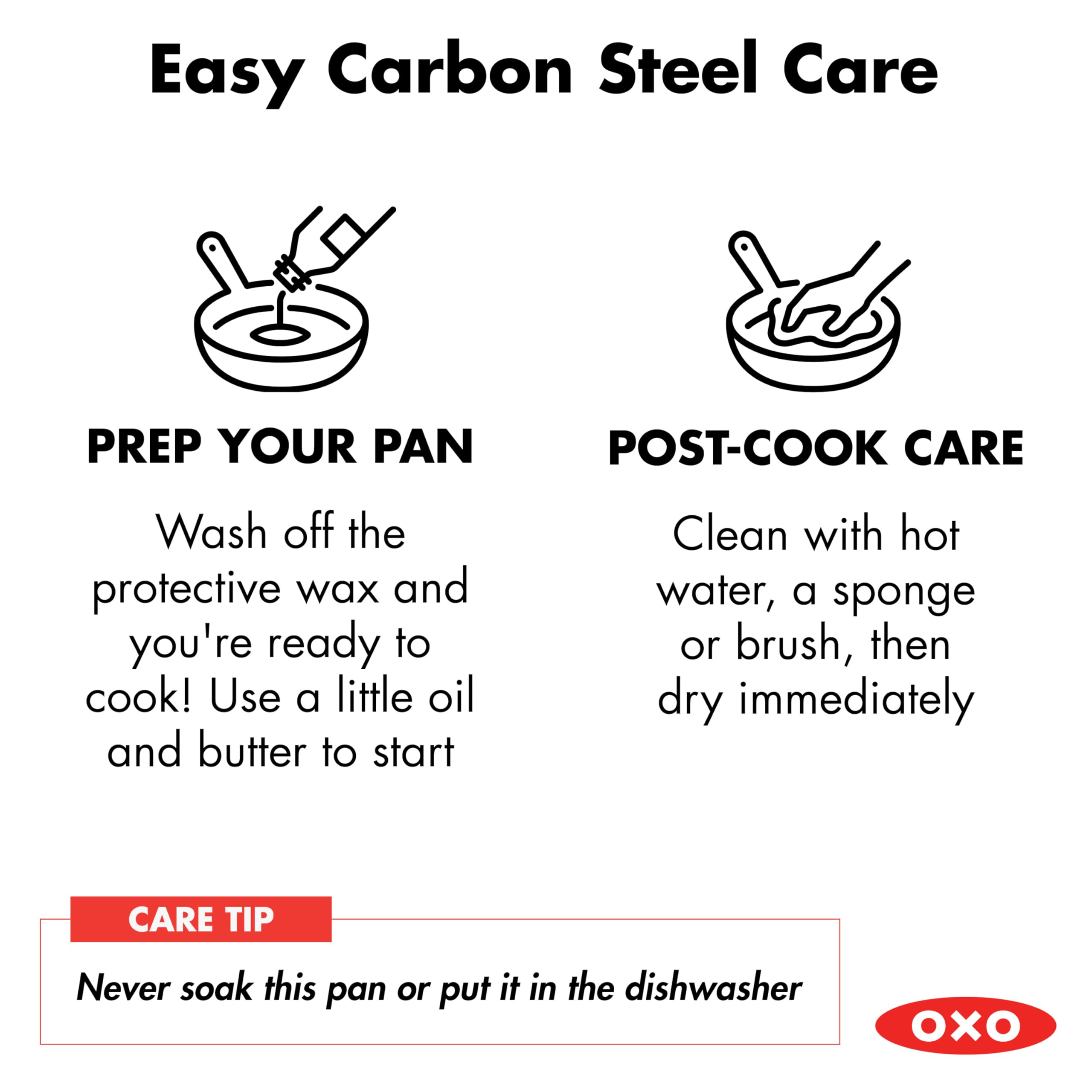 OXO Obsidian pan searing steak on stovetop demonstrating professional browning