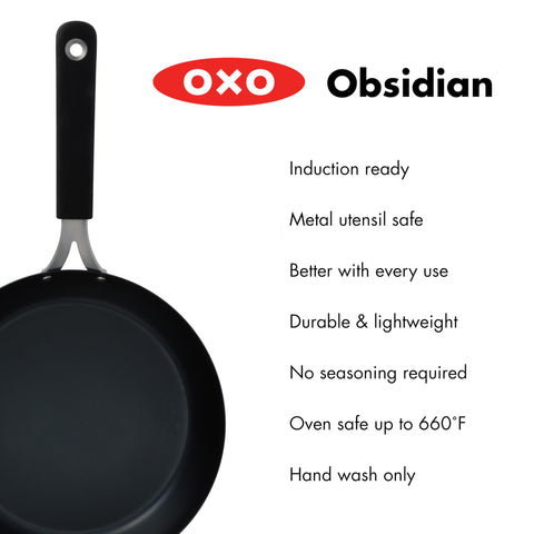 OXO Obsidian interior top showing pre-seasoned surface that builds nonstick with use