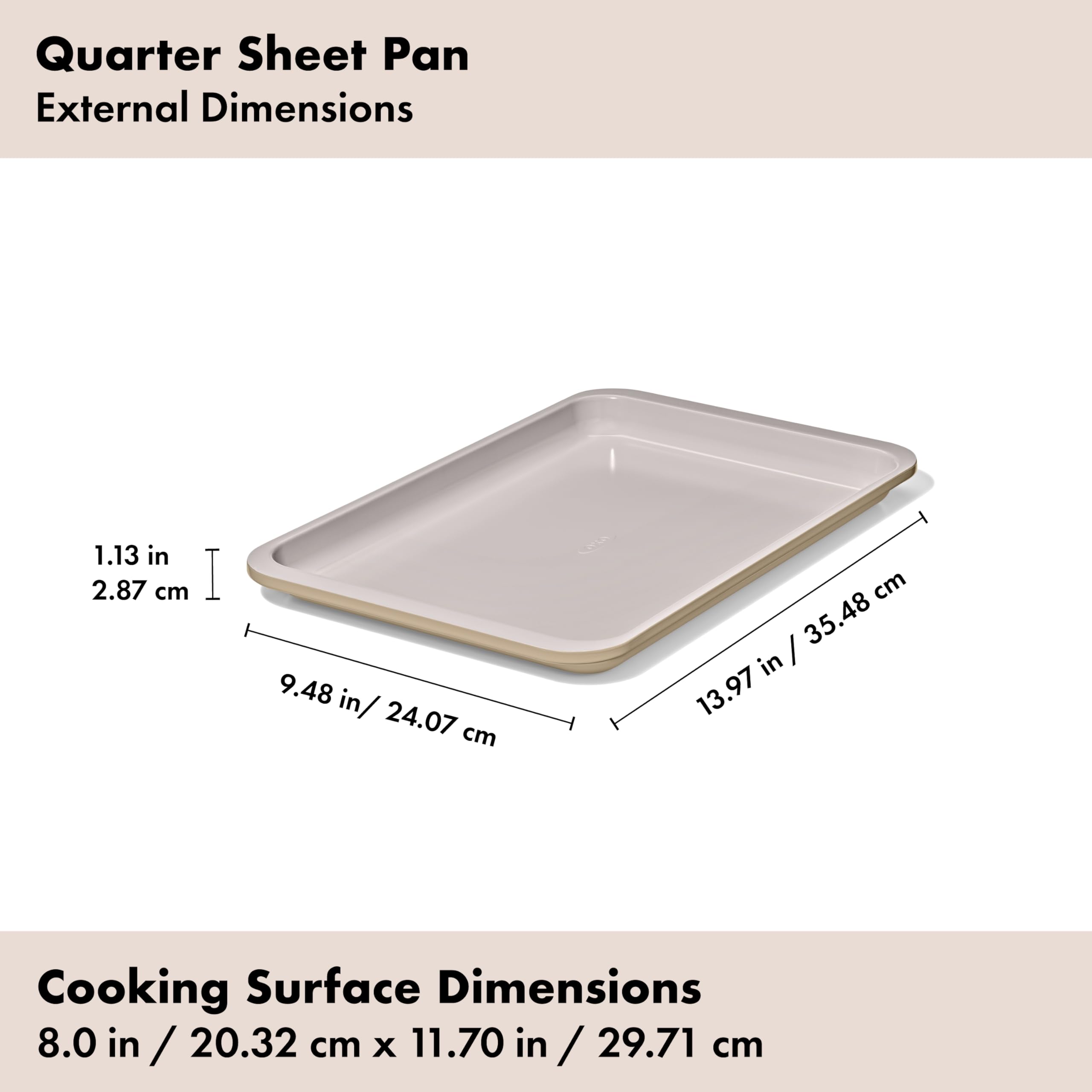 OXO pan dimension markings detail aiding quick size identification