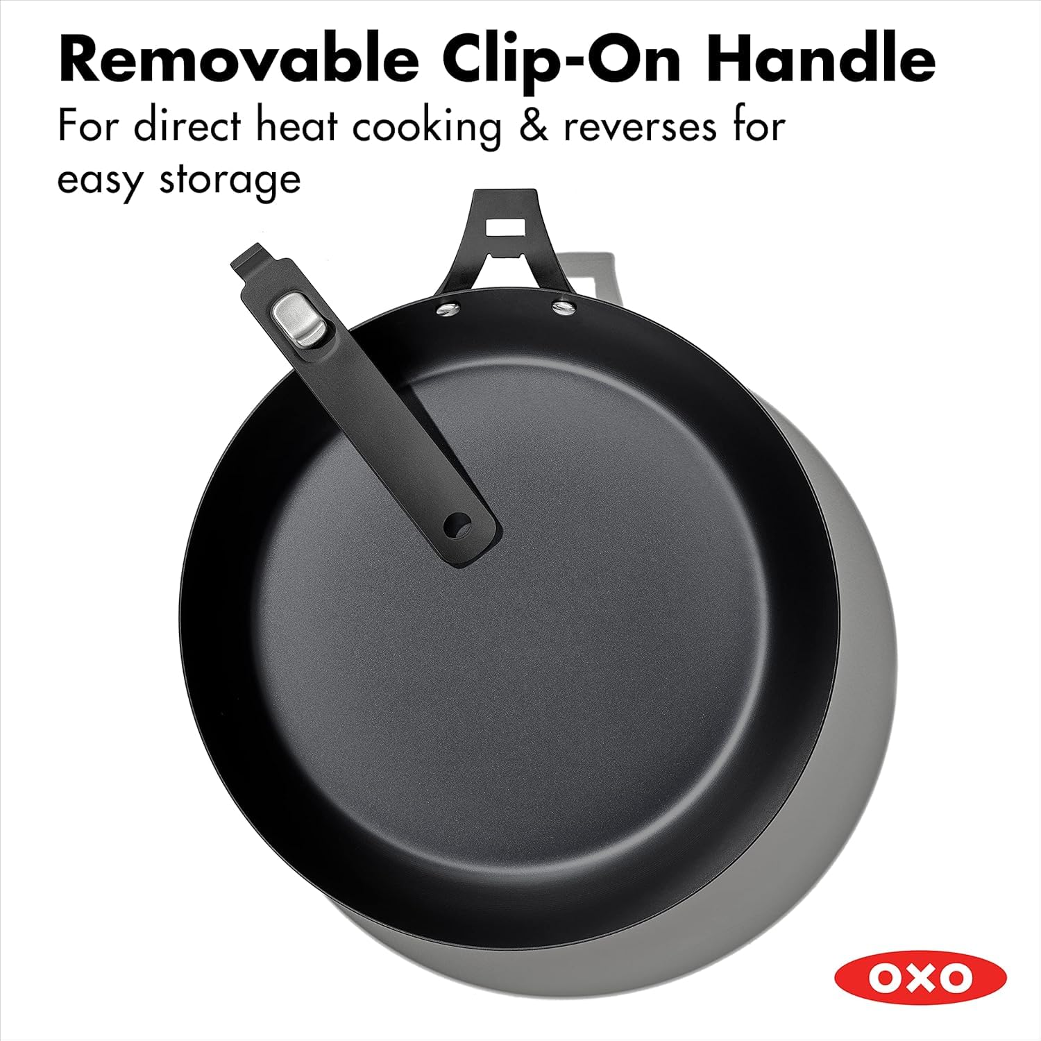 OXO pan on an induction cooktop illustrating compatibility and fast heat