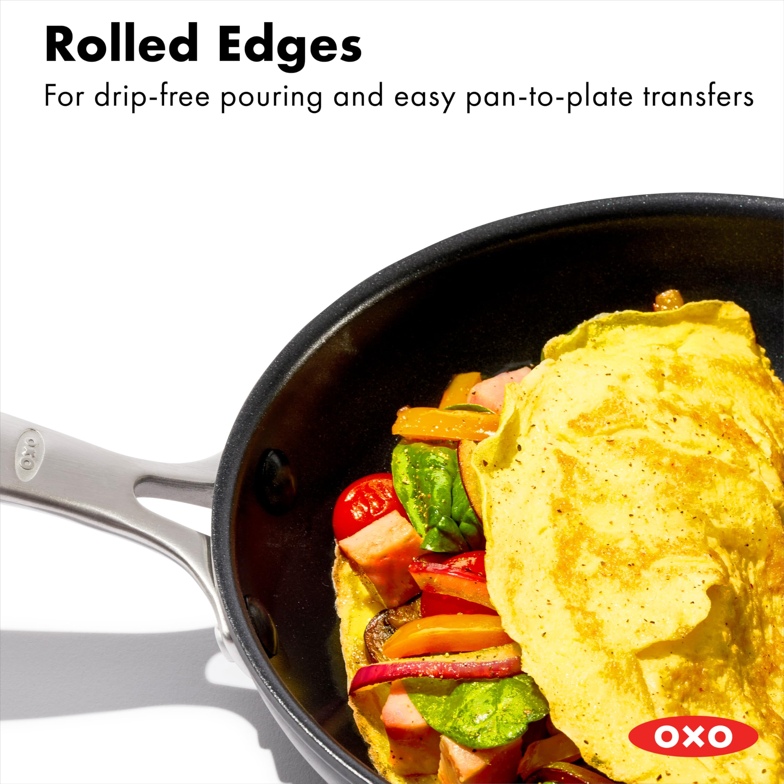 OXO skillet inside oven to demonstrate oven-safe up to 430°F convenience