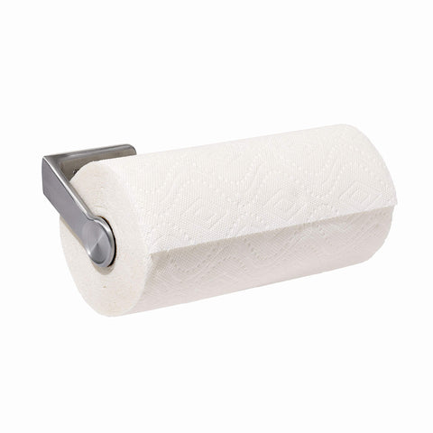 OXO front-mounted paper towel holder showing tidy mounted position and easy access
