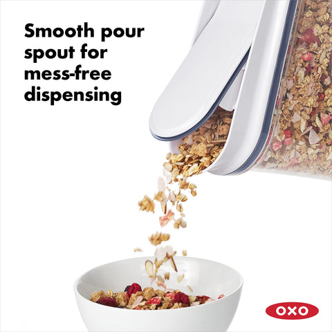 OXO contoured container side highlighting comfortable grip and control