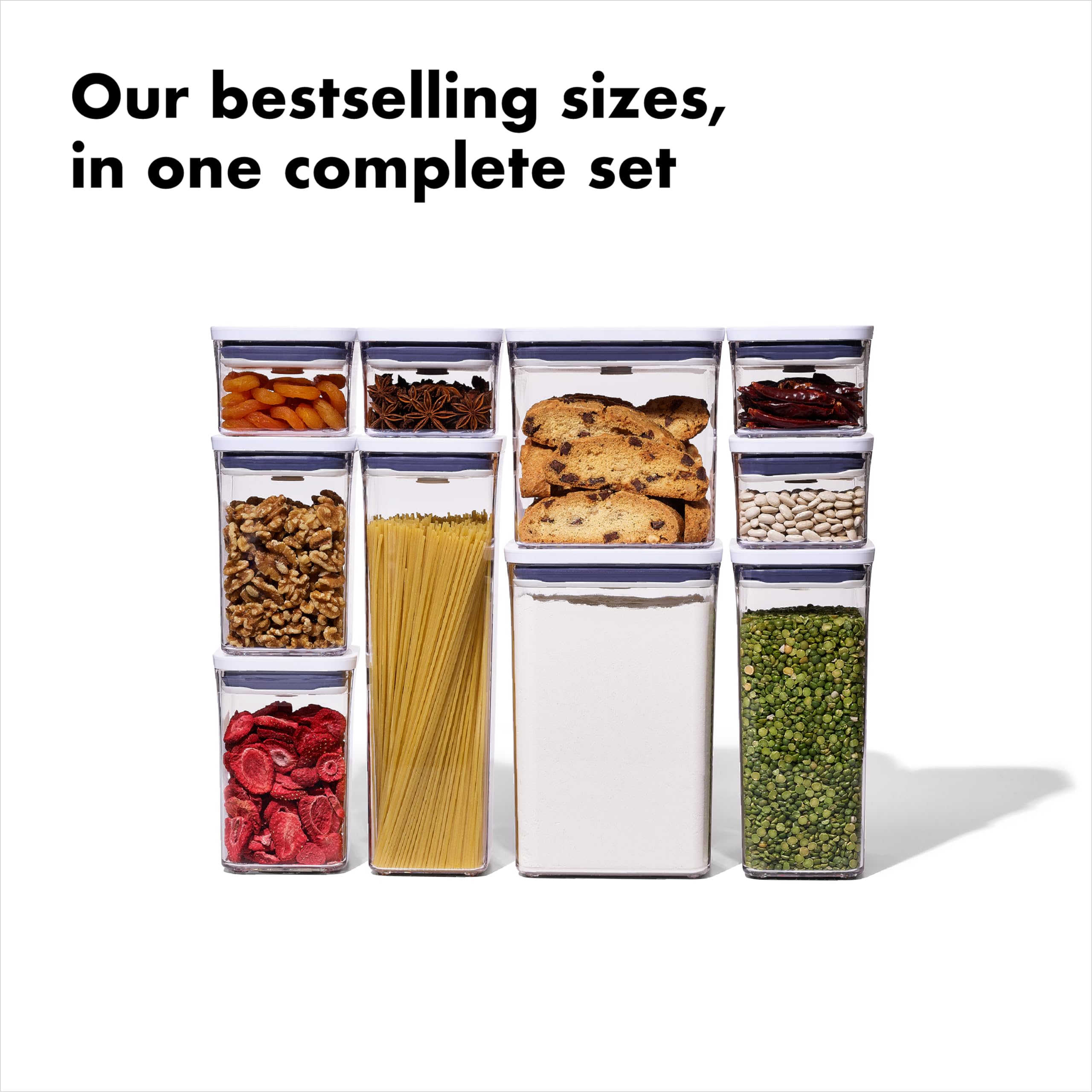 OXO Good Grips POP stacked in pantry showing space-saving vertical organization