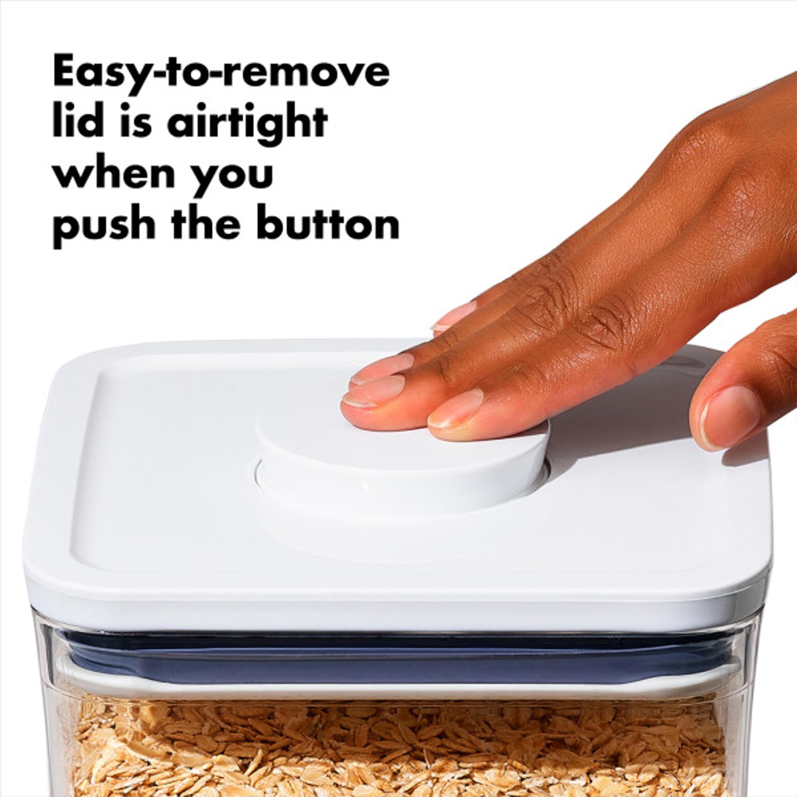 OXO POP interior curved corner detail enabling smooth pouring and easy cleaning