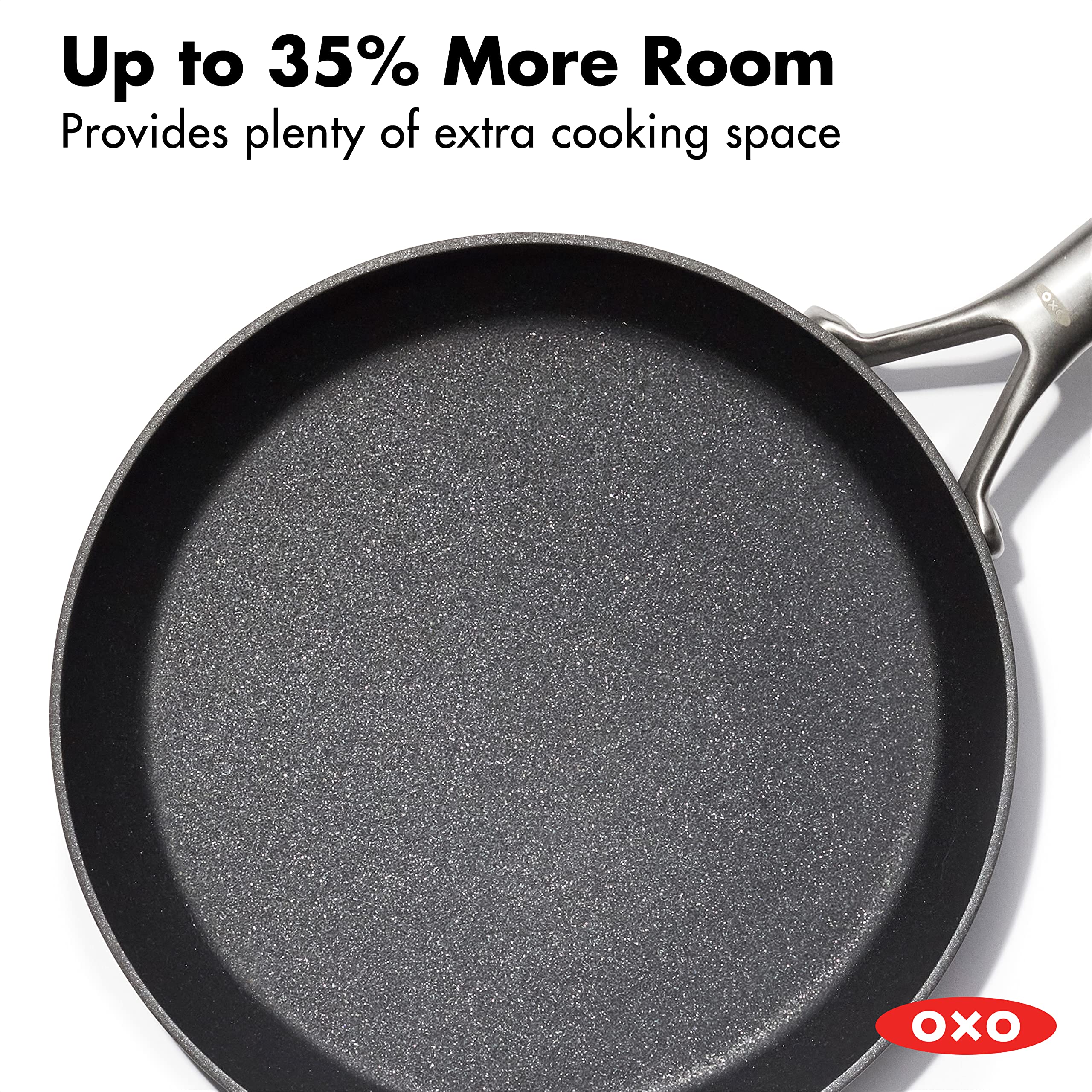 OXO professional 12" in oven roasting vegetables for oven-safe versatility