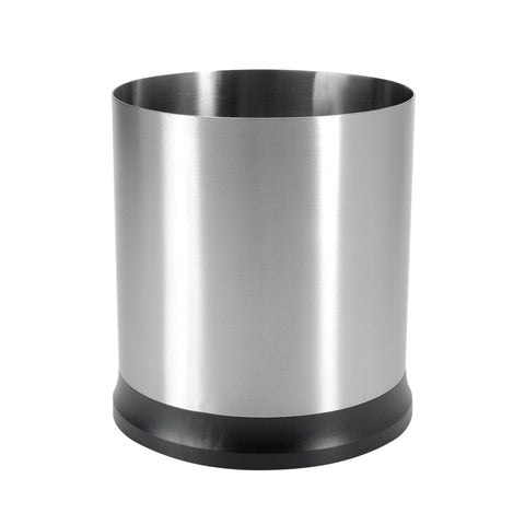 OXO rotating utensil holder front view shows neat stainless finish and organization benefit