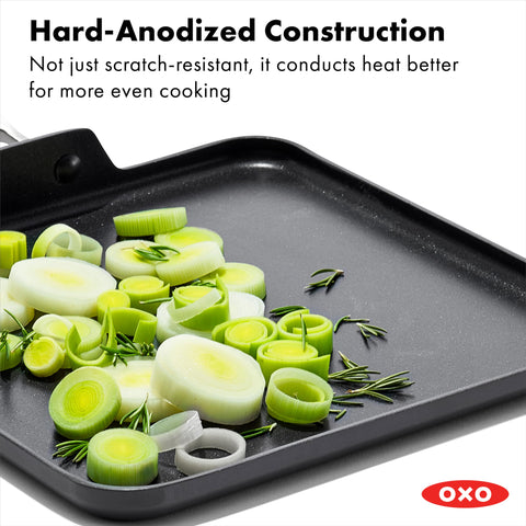OXO side profile showing low walls for easy flipping and quick access benefit