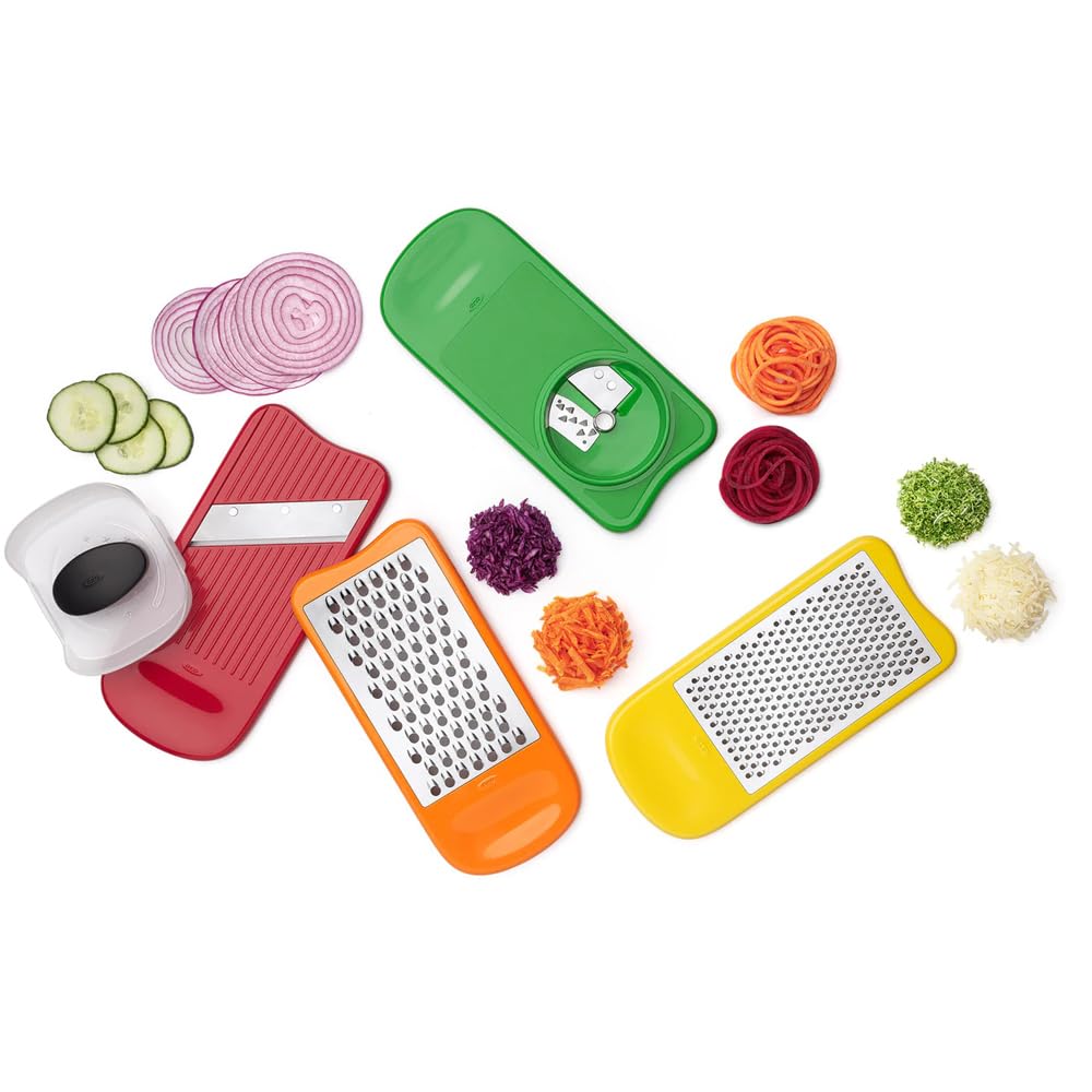 OXO food holder protecting fingers while slicing for safer prep