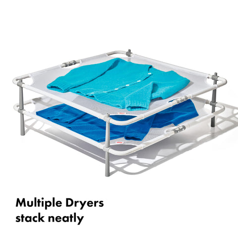 OXO stacked racks with garments showing increased drying capacity benefit