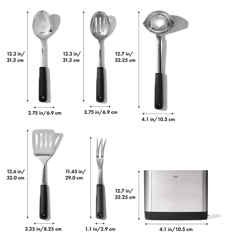 OXO close-up of turner edge showing sturdy stainless steel and comfort