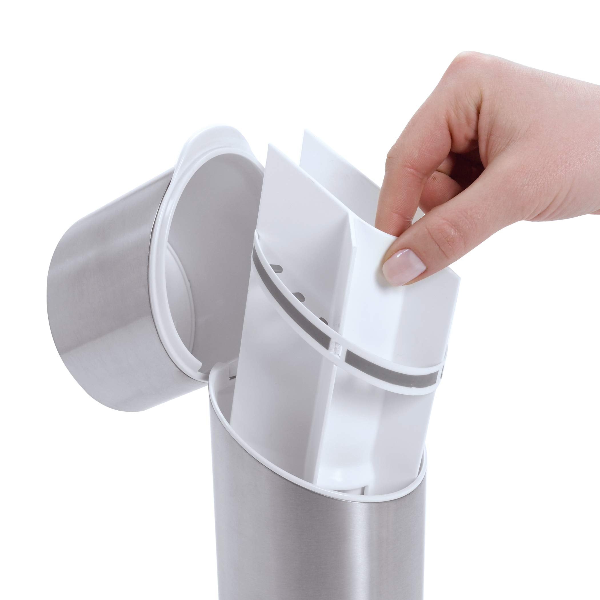 OXO toothbrush holder styled on a bathroom vanity for cohesive modern decor