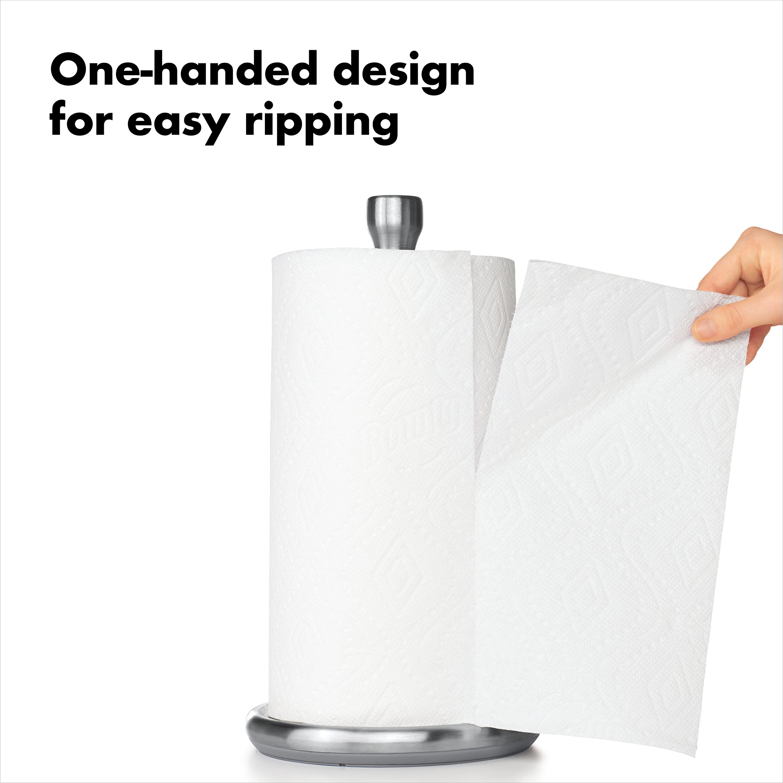 OXO Good Grips with jumbo roll in place, secures large rolls for consistent dispensing