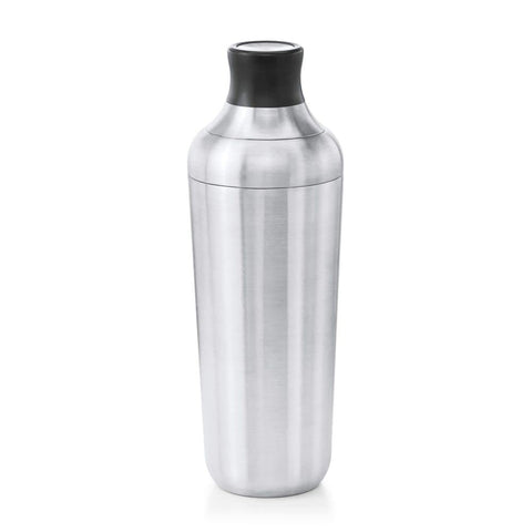 OXO front view of stainless cocktail shaker shows sleek finish and professional look