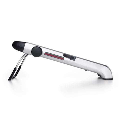OXO mandoline in use slicing a potato quickly and evenly