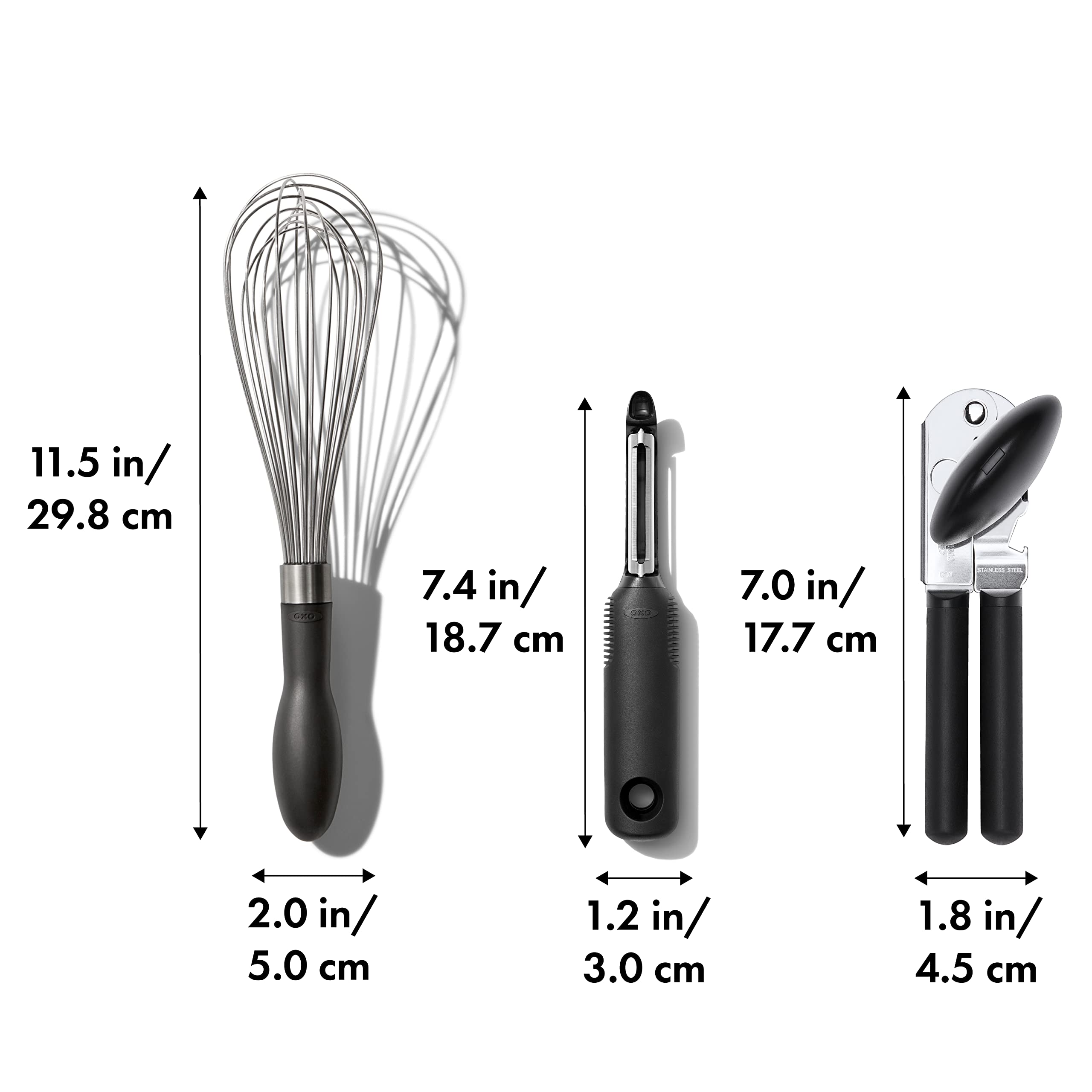OXO swivel peeler blade close-up showing sharp stainless steel efficiency