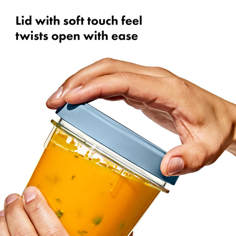 OXO 32 oz container holding salad to show generous capacity