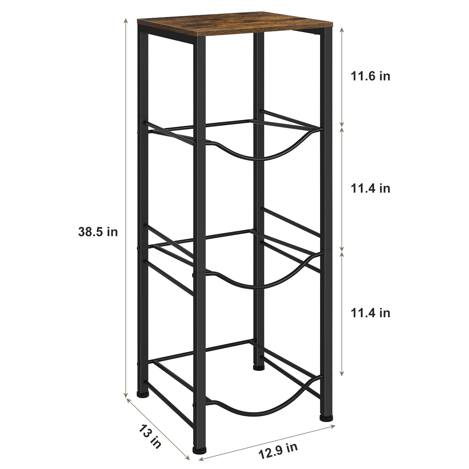 OYEAL side profile showing rustic brown board and black metal frame durability